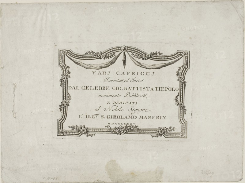Frontispiece from Capricci, published 1785, Giambattista Tiepolo, Italian, 1696-1770, Italy, Etching on paper, 114 x 165 mm