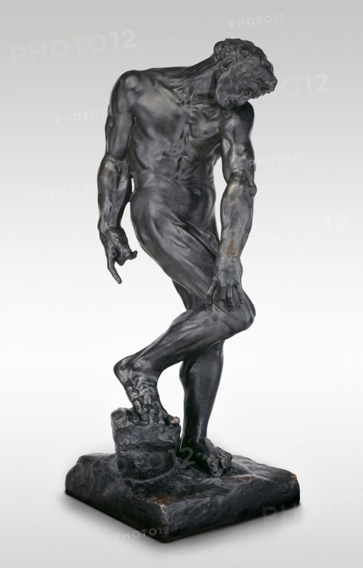 Adam, Modeled 1881, cast about 1924, Auguste Rodin, French, 1840—1917, France, Bronze with dark brown patina, 198.1 × 73.7 cm (78 × 29 in.), base: 76.2 × 73.7 cm (30 × 29 in.)