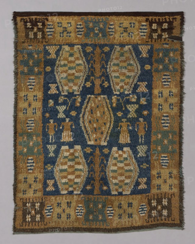 Carpet (Known as a Ryijy or Rya), 1701/25, Central Finland, Finland, Wool, weft-faced warp-rib plain weave with supplementary wrapping wefts forming cut pile through a technique known as "Ghiordes knots