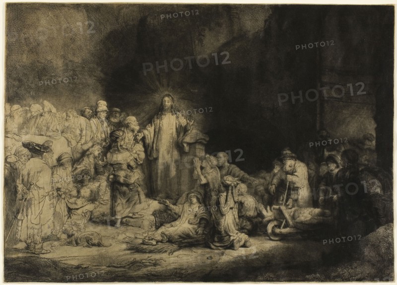 The Hundred Guilder Print, c. 1648, Rembrandt van Rijn, Dutch, 1606-1669, Holland, Etching and drypoint on tan Japanese paper, 279 x 393 mm (sheet trimmed to plate mark)