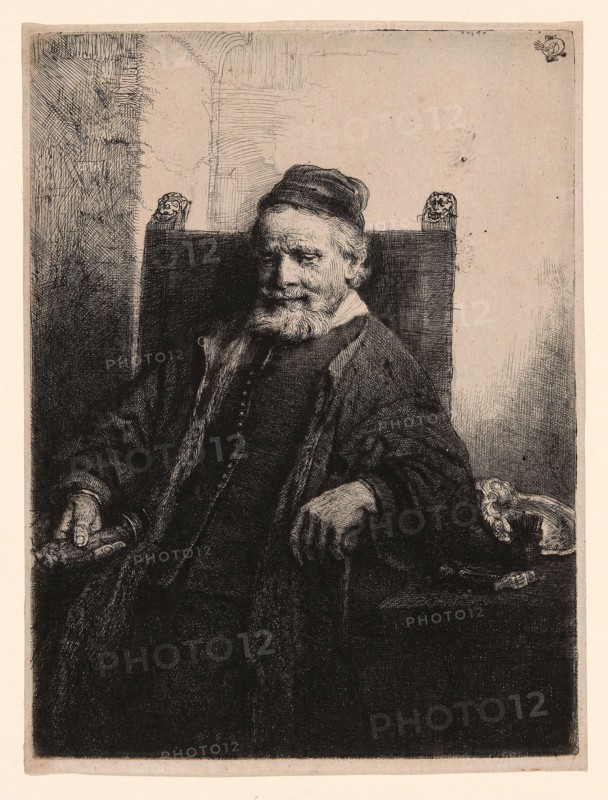 Jan Lutma, Goldsmith, 1656, Rembrandt van Rijn, Dutch, 1606-1669, Holland, Etching and drypoint in black on buff laid paper, 197 x 149 mm (image/plate), 205 x 153 mm (sheet)