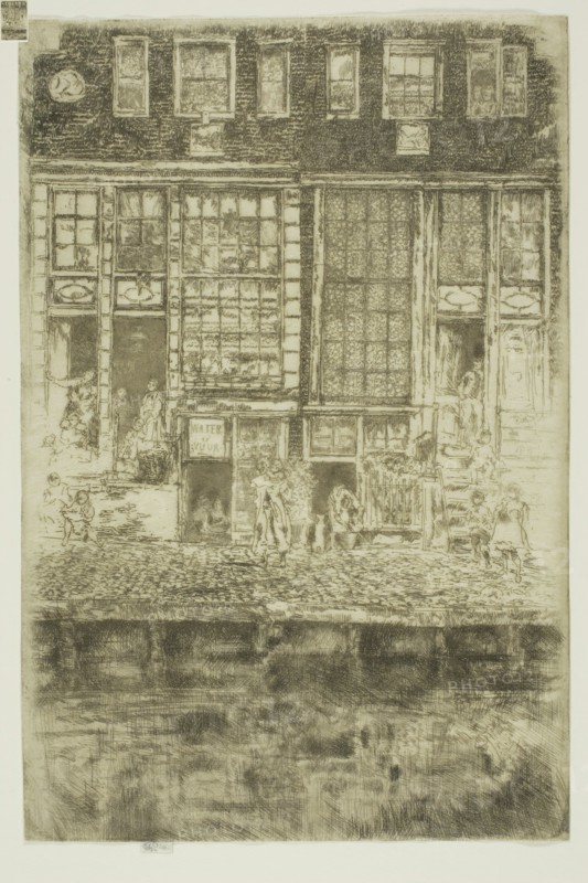 The Embroidered Curtain, 1889, James McNeill Whistler, American, 1834-1903, United States, Etching with foul biting in black ink on ivory Japanese paper, 238 x 159 mm (image, trimmed within plate mark), 241 x 159 mm (sheet)