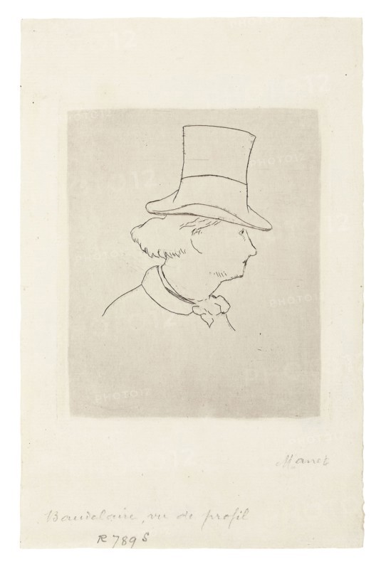 Charles Baudelaire, In Profile II, 1867–68, Édouard Manet, French, 1832-1883, France, Etching and plate tone in black on ivory laid paper, 101 × 82 mm (image), 107 × 89 mm (plate), 174 × 112 mm (sheet)