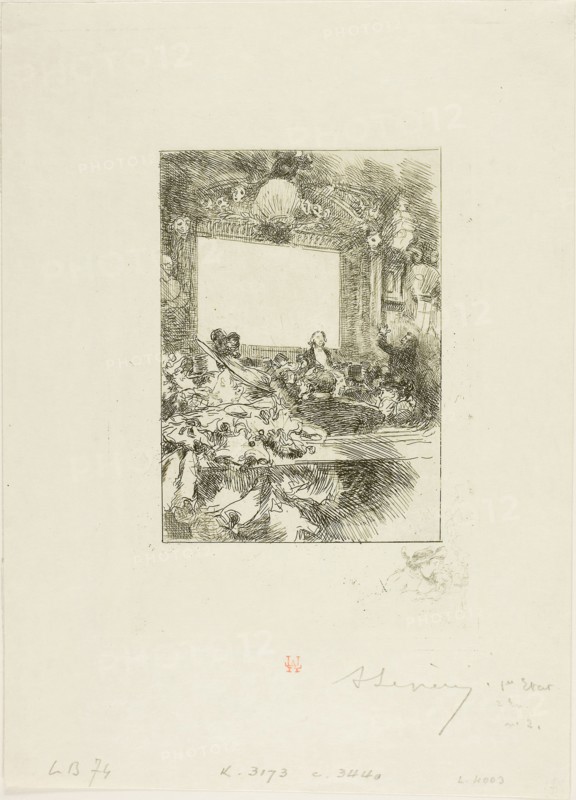 At the Chat Noir, 1893, Louis Auguste Lepère, French, 1849-1918, France, Etching on cream wove paper, 113 × 80 mm (image, without remarque), 140 × 88 mm (image, with remarque), 161 × 112 mm (plate), 229 × 165 mm (sheet)