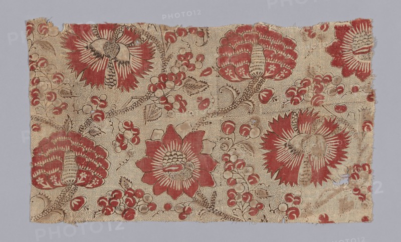 Panel, c. 1770, France, Bordeaux or Nantes, France, Cotton, plain weave, block printed, 38.1 × 63.5 cm (15 × 25 in.)