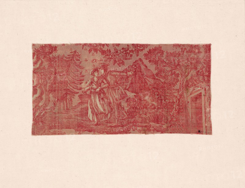 La Trève de Dieu (God’s Truce) (Furnishing Fabric), c. 1820, Philippe Wyngaert (Flemish, active c. 1820), France, Cotton, plain weave, engraved roller printed, 16.9 × 32.7 cm (6 5/8 × 12 7/8 in.)