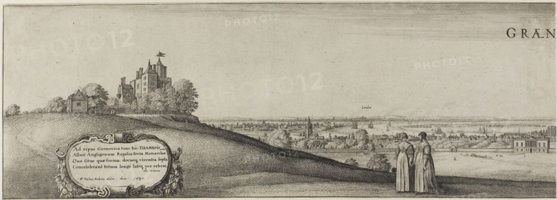 Greenwich, 1637, Wenceslaus Hollar, Czech, 1607-1677, Bohemia, Etching in two parts on two sheets of paper, 147 × 419 mm