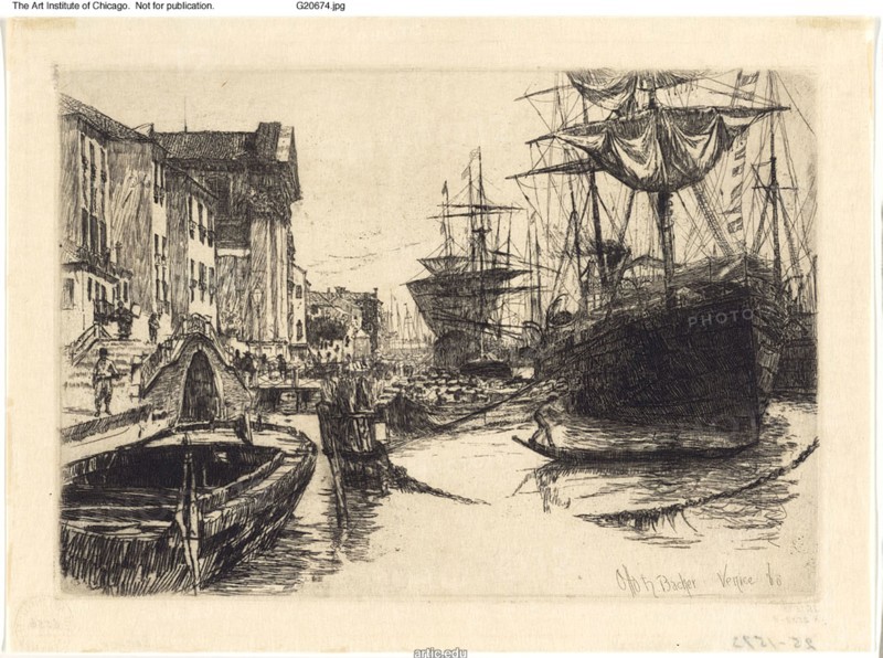 Fondamenta delle Zattere, 1880, Otto Henry Bacher, American, 1856-1909, United States, Etching in black on cream Japanese paper, 175 x 253 mm (image/plate), 210 x 287 mm (sheet)