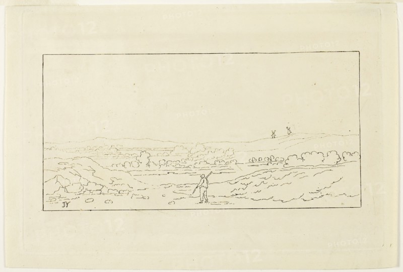 Landscape, published July 1, 1818, Unknown Artist (probably British, 19th century), after J. Young (British, active 19th century), England, Etching in black on cream wove paper, 123 × 249 mm (image), 190 × 283 mm (plate), 209 × 307 mm (sheet)