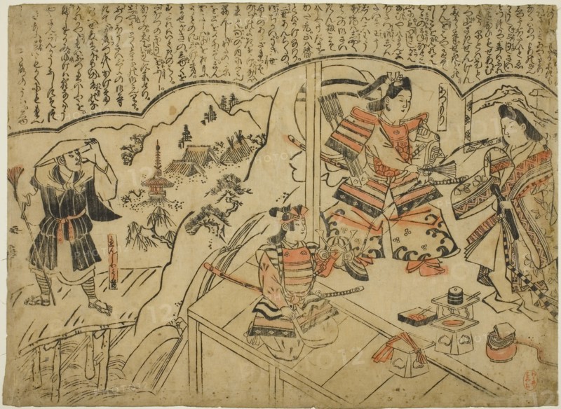 The Vision of Kumagai Renshobo, c. 1690, Attributed to Sugimura Jihei, Japanese, active c. 1681-98, Japan, Hand-colored woodblock print, oban, tan-e, 11 5/8 x 15 7/8 in.