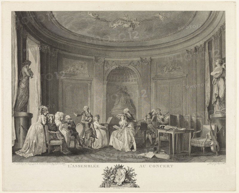 The Concert, 1784, François Dequevauviller (French, 1745-1807), after Nicolas Lavreince (Swedish, 1737-1807), France, Etching and engraving on cream laid paper, 404 × 499 mm (plate), 410 × 508 mm (sheet)