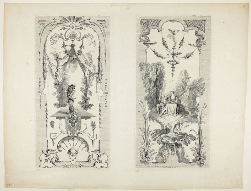 Screen of Six Sheets (313 & 314), n.d., Louis Crépy, Jr., French, 18th century, France, Etching on paper, 394 × 194 mm (images), 480 × 635 mm (sheet)