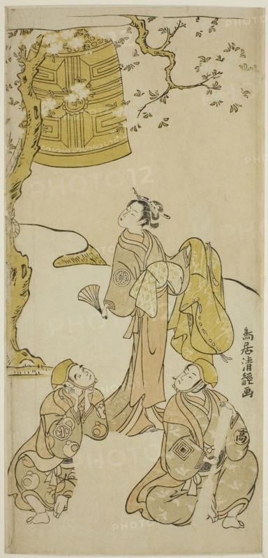 The Actors Segawa Kikunojo II, Ichikawa Komazo II, and Arashi Otohachi I in the play Fude Hajime Soga no Tamazusa, performed at the Nakamura Theater in the first month, 1768, 1768, Torii Kiyotsune, Japanese, active c. 1757-79, Japan, Color woodblock print, hosoban, benizuri-e, 11 1/2 x 5 1/2 in., Inari Bridge and Minato Shrine, Teppozu (Teppozu Inaribashi Minato Jinja), from the series One Hundred Famous Views of Edo (Meisho Edo hyakkei), 1857, Utagawa Hiroshige ?? ??, Japanese, 1797–1858, Japan, Color woodblock print, oban