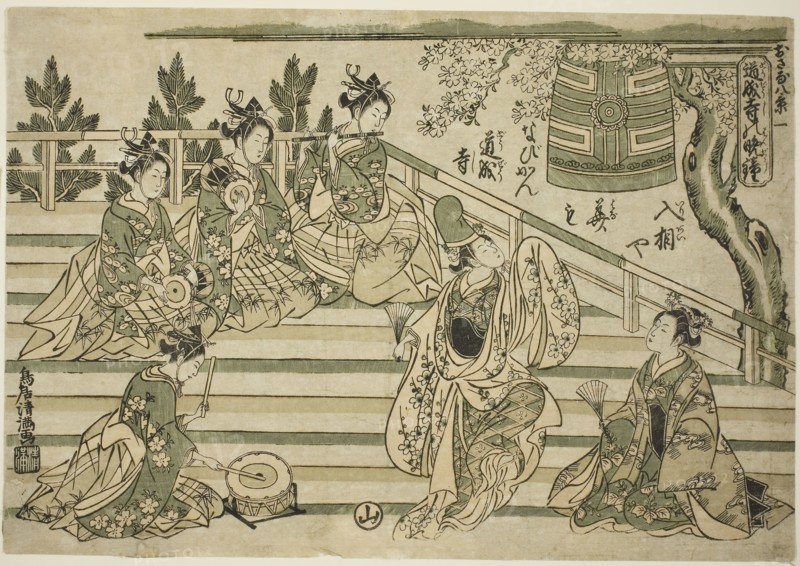 Evening Bell of Dojoji (Dojoji no bansho), no. 1 from the series Eight Views of Children (Osana hakkei), c. 1764, Torii Kiyomitsu I, Japanese, 1735-1785, Japan, Color woodblock print, oban, 29.2 x 42.1 cm (11 1/2 x 16 9/16 in.)