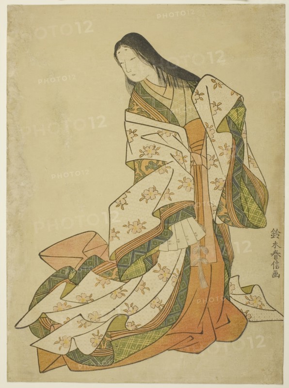 The Poetess Ono no Komachi, Edo period (1615–1868), 1767/68, Suzuki Harunobu ?? ??, Japanese, 1725 (?)-1770, Japan, Color woodblock print, chuban, 11 1/4 x 8 1/8 in.
