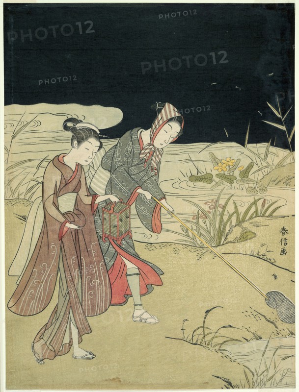 Catching Fireflies, About 1767, Suzuki Harunobu ?? ??, Japanese, 1725 (?)-1770, Japan, Color woodblock print, chuban, 27.2 x 20.3 cm
