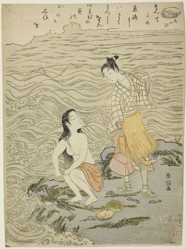 The Abalone (Awabi), from an untitled series of Shells, c. 1769, Suzuki Harunobu ?? ??, Japanese, 1725 (?)-1770, Japan, Color woodblock print, chuban, 28.5 x 21.0 cm (11 1/4 x 8 1/8 in.)