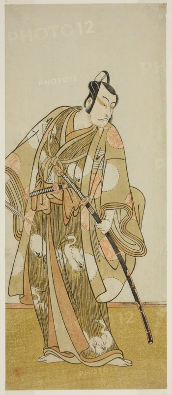 The Actor Ichikawa Danjuro V in an Unidentified Role, c. 1773, Katsukawa Shunsho ?? ??, Japanese, 1726-1792, Japan, Color woodblock print, hosoban, 30.6 x 12.9 cm (12 1/16 x 5 1/16 in.)