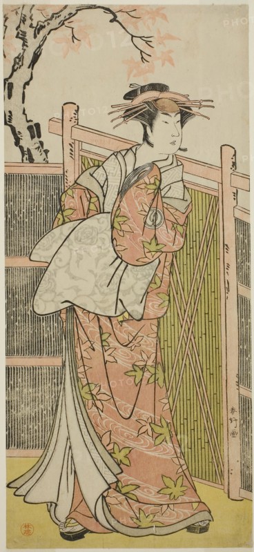 The Actor Sawamura Sojuro III as the Spirit of the Courtesan Takao in the Play Takao Daimyojin Momiji no Tamagaki, Performed at the Nakamura Theater in the Seventh Month, 1787, c. 1787, Katsukawa Shunko I, Japanese, 1743-1812, Japan, Color woodblock print, hosoban, 31.6 x 14.2 cm (12 7/16 x 5 9/16 in.)