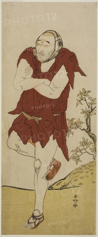 The Actor Onoe Matsusuke I as a Mendicant Monk (Gannin Bozu) in the Play Keisei Ide no Yamabuki, Performed at the Nakamura Theater in the Fifth Month, 1787, c. 1787, Katsukawa Shunko I, Japanese, 1743-1812, Japan, Color woodblock print, hosoban, 29.2 x 11.9 cm (11 1/2 x 4 11/16 in.)