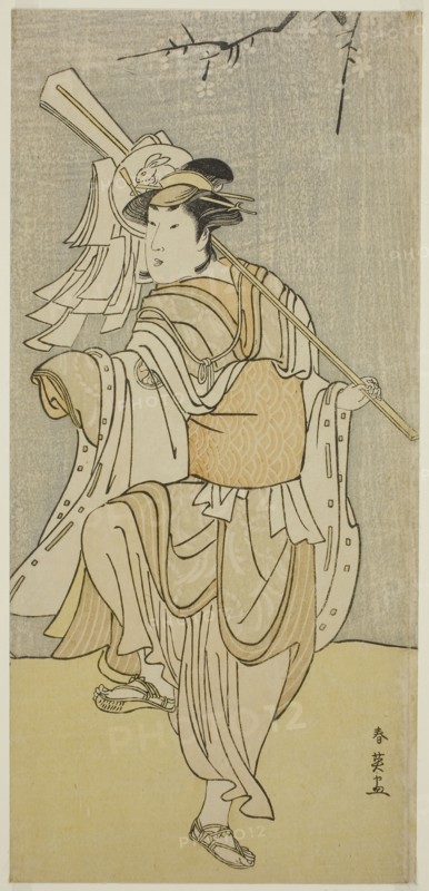The Actor Segawa Kikunojo III as Osaku in the Play Sayo no Nakayama Hiiki no Tsurigane, Performed at the Nakamura Theater in the Eleventh Month, 1790, c. 1790, Katsukawa Shun’ei, Japanese, 1762-1819, Japan, Color woodblock print, hosoban, 29.4 x 13.8 cm (11 9/16 x 5 7/16 in.)