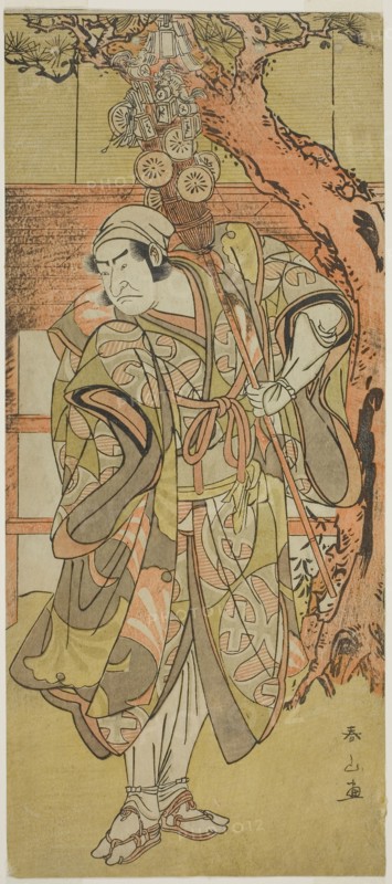 The Actor Nakamura Nakazo I as a peddler of toys, c. 1782/90, Katsukawa Shunzan, Japanese, active c. 1781-1801, Japan, Color woodblock print, hosoban, 31.4 x 13.8 cm (12 3/8 x 5 7/16 in.)