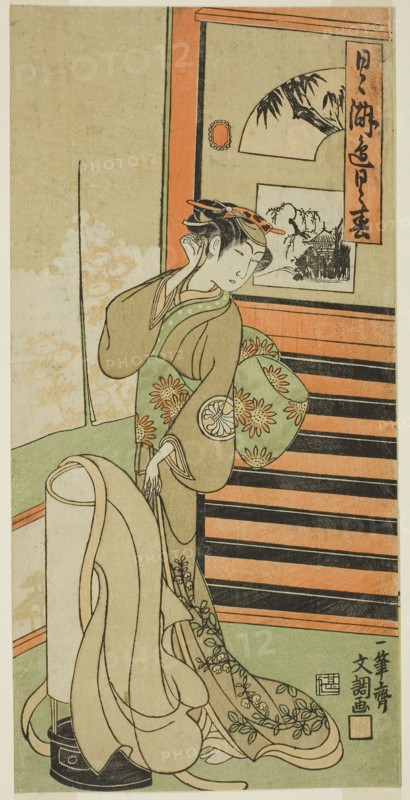 The Actor Segawa Kikunojo II in an Unidentified Role, c. 1771, Ippitsusai Buncho, Japanese, active c. 1755-90, Japan, Color woodblock print, hosoban, 29.1 x 14.3 cm (11 7/16 x 5 5/8 in.)