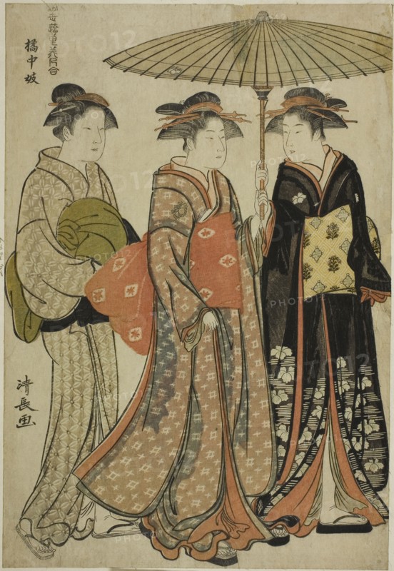 Entertainers of Tachibana (Kitchugi), from the series A Collection of Contemporary Beauties of the Pleasure Quarters (Tosei yuri bijin awase), c. 1781, Torii Kiyonaga, Japanese, 1752-1815, Japan, Color woodblock print, oban, 37.3 x 25.5 cm