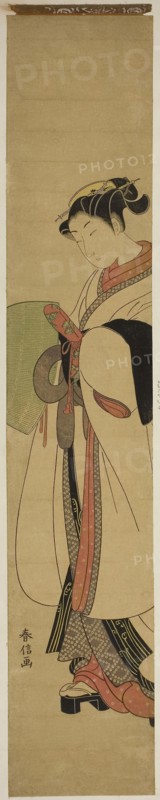 Young Woman Dressed as a Mendicant Monk, c. 1770, Suzuki Harunobu ?? ??, Japanese, 1725 (?)-1770, Japan, Color woodblock print, hashira-e, 26 7/8 x 5 in., Life and Landscape on the Norfolk Broads, 1886, Peter Henry Emerson, English, born Cuba, 1856–1936, England, Platinum prints (40), 42.5 × 29.7 × 5 cm (album)