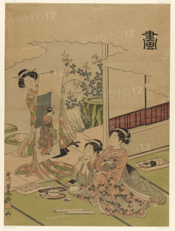 Painting (Ga), from an untitled series of the four accomplishments, c. 1772/75, Utagawa Toyoharu, Japanese, 1735-1814, Japan, Color woodblock print, o-oban, 17 1/2 x 14 in.