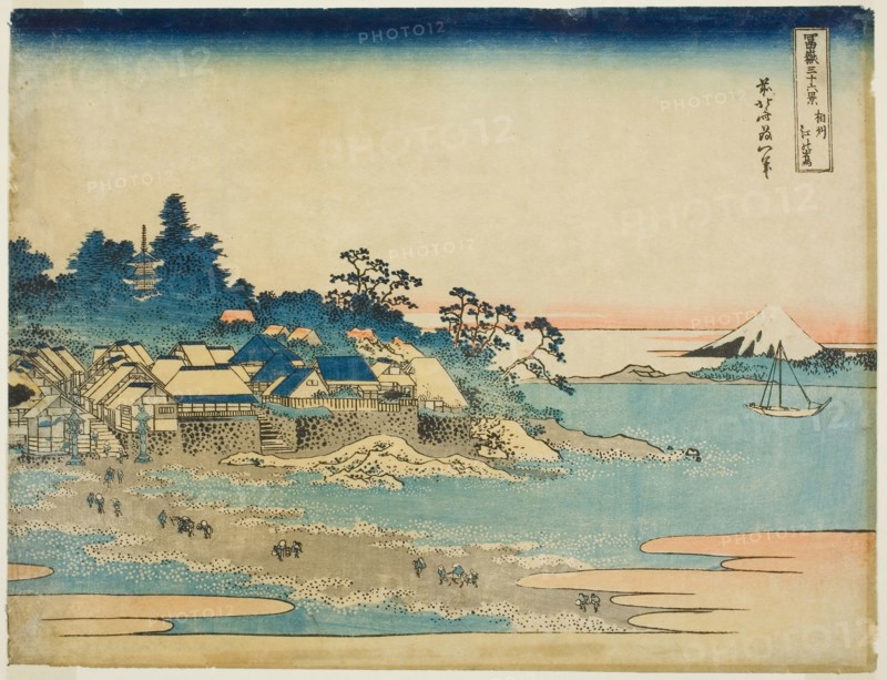 Enoshima in Sagami Province (Soshu Enoshima), from the series Thirty-six Views of Mount Fuji (Fugaku sanjurokkei), c. 1830/33, Katsushika Hokusai ?? ??, Japanese, 1760-1849, Japan, Color woodblock print, oban, 10 1/8 x 14 3/4 in.
