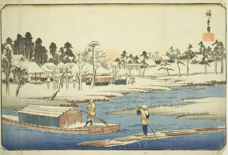 Clear Weather after Snow at Massaki (Massaki yukibare no zu), from the series Famous Places in the Eastern Capital (Toto meisho), c. 1832/38, Utagawa Hiroshige ?? ??, Japanese, 1797-1858, Japan, Color woodblock print, oban, 24.4 x 34.3 cm (9 9/16 x 13 1/2 in.)