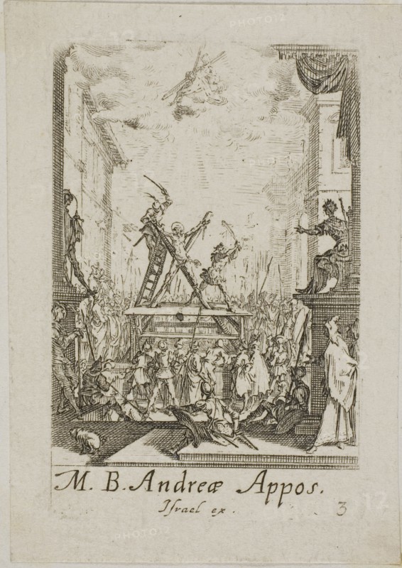 Martyrdom of Saint Andrew, plate three from The Martyrdoms of the Apostles, n.d., Jacques Callot, French, 1592-1635, France, Etching on paper, 70 × 45 mm (plate), 80 × 60 mm (sheet)