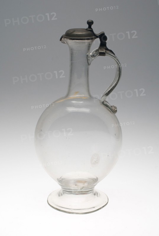 Flagon, c. 1750, Flanders, Flanders, Glass with pewter mount, 32.4 × 15.2 cm (12 3/4 × 6 in.)