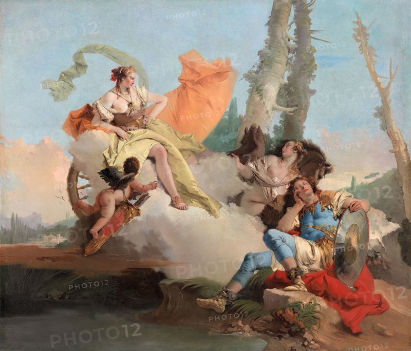 Armida Encounters the Sleeping Rinaldo, 1742/45, Giovanni Battista Tiepolo, Italian, 1696–1770, Italy, Oil on canvas, 187.5 × 216.8 cm (73 13/16 × 85 3/8 in.)