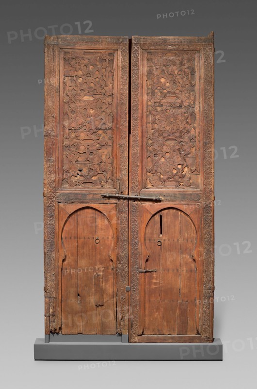 Pair of doors, Marinid Dynasty, 14th century, Morocco, Morocco, Wood with iron bolts and rings, 373.3 × 104.2 × 7.6 cm (149.32 × 41 × 3 in.)