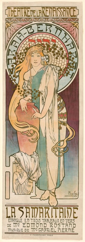 La Samaritaine, 1897, Alphonse Marie Mucha, Czech, 1860-1939, Czech Republic, Color lithograph from multiple stones on paper, 1,752 × 597 mm (sheet), Champagne Ruinart, 1896, Alphonse Marie Mucha, Czech, 1860-1939, Czech Republic, Color lithograph from multiple stones on tan wove paper, 590 × 1730 mm