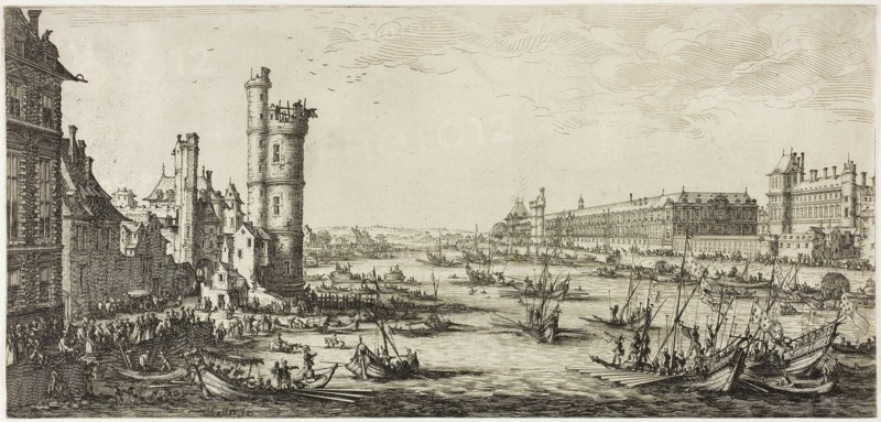 View of the Louvre, 1630–35, Jacques Callot, French, 1592-1635, France, Etching on paper, 159 × 332 mm