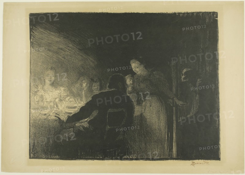 The Visitor, from the third album of L’Estampe originale, 1893, Albert Besnard (French, 1849-1934), published by L’Estampe originale (French, 1893-1895), France, Lithograph on tan wove paper, 355 × 460 mm (image), 413 × 584 mm (sheet)