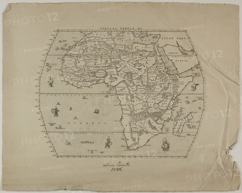 Africae Tabula XII, 1588, reprinted 1889, Unknown Artist (English, 19th century), after Livio Sanuto (Italian, 1520-1576), England, Engraving in black on cream laid paper, 255 × 322 mm