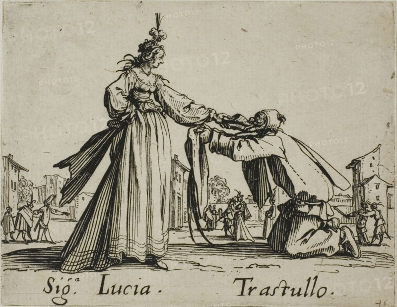 Scapino, Cap. Zerbino, from Balli di Sfessania, c. 1622, Jacques Callot, French, 1592-1635, France, Etching and engraving on paper, 70 × 92 mm