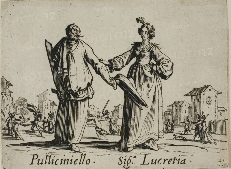 Cap. Mala Gamba, Cap. Bellavita, from Balli di Sfessania, c. 1622, Jacques Callot, French, 1592-1635, France, Etching and engraving on paper, 70 × 92 mm