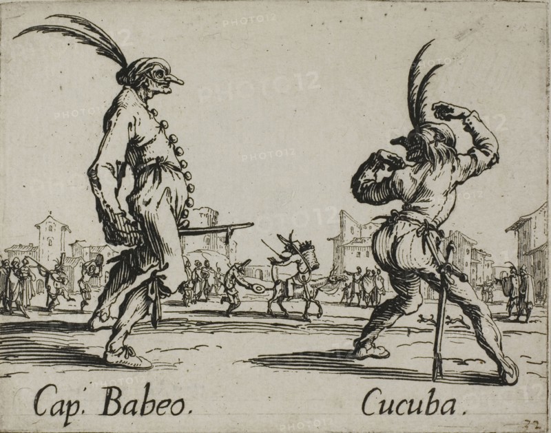 Cucorongna-Pernoualla, from Balli di Sfessania, c. 1622, Jacques Callot, French, 1592-1635, France, Etching and engraving on paper, 70 × 92 mm
