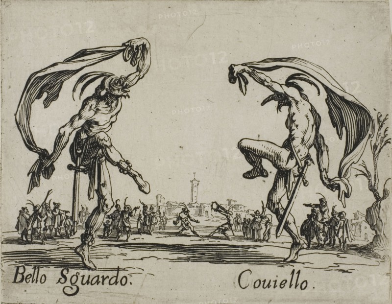 Sign.a Lucia, Trastullo, from Balli di Sfessania, c. 1622, Jacques Callot, French, 1592-1635, France, Etching and engraving on paper, 70 × 92 mm