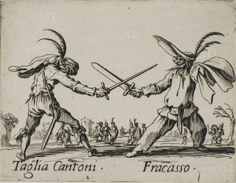 Taglia Cantoni, Fracasso, from Balli di Sfessania, c. 1622, Jacques Callot, French, 1592-1635, France, Etching and engraving on paper, 70 × 92 mm