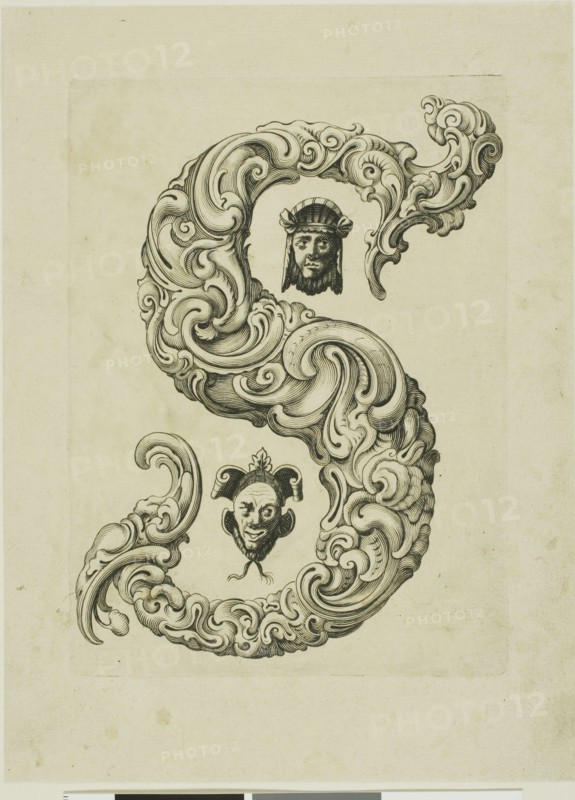 Letter S, 1630, Peter Aubry, German, 1596-1668, Germany, Engraving on paper, 240 x 176 mm