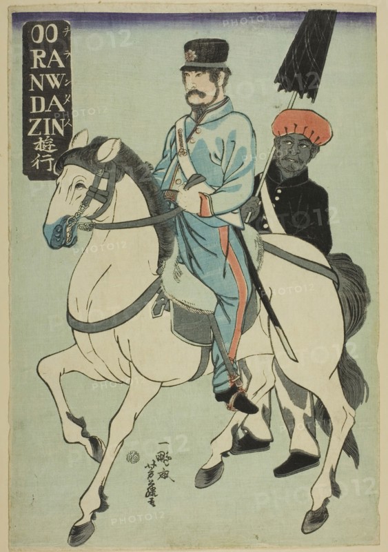Dutchman Strolling (Orandajin yuko), 1861, Utagawa Yoshifuji, Japanese, 1828–1887, Japan, Color woodblock print, oban