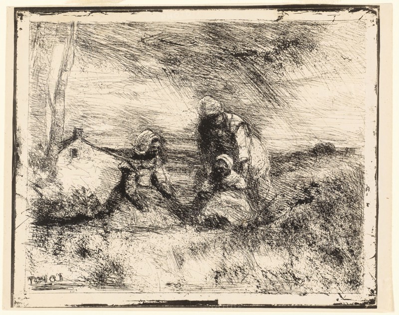 Little Sister, 1854, Jean-Baptiste-Camille Corot, French, 1796-1875, France, Cliché-verre on ivory photographic paper, 151 × 188 mm (image), 167 × 204 (plate), 170 × 215 mm (sheet)