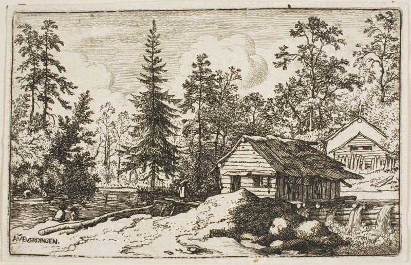 Woman Watching a Skiff, n.d., Allart van Everdingen, Dutch, 1621-1675, Holland, Etching on paper, 92 x 145 mm (plate), 96 x 149 mm (sheet)