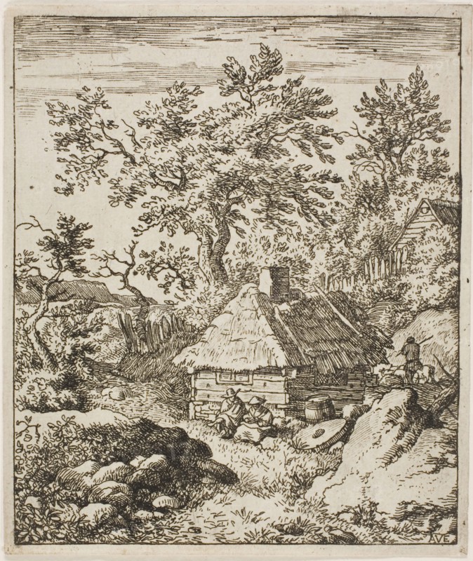 Landscape with a Millstone, n.d., Allart van Everdingen, Dutch, 1621-1675, Holland, Etching in black on ivory laid paper, 123 x 104 mm (plate), 127 x 110 mm (sheet)